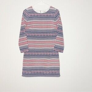 J. Crew Blue & Pink 3/4 Length Sleeves Mini Dress Size 0